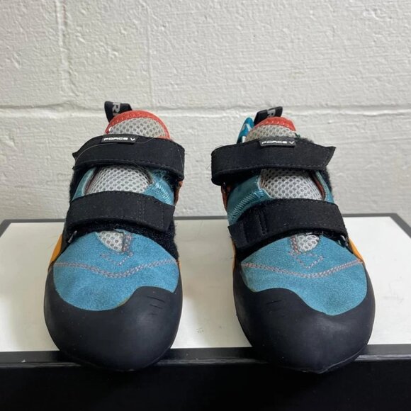 Scarpa Force V Rock Climbing Shoes Blue Black Suede Hook & Loop Women's 7 US - Picture 1 of 9